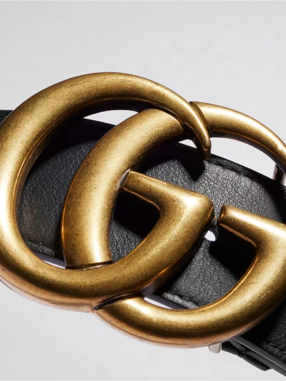 Gucci Black Leather Belt with Double G Gold Buckle